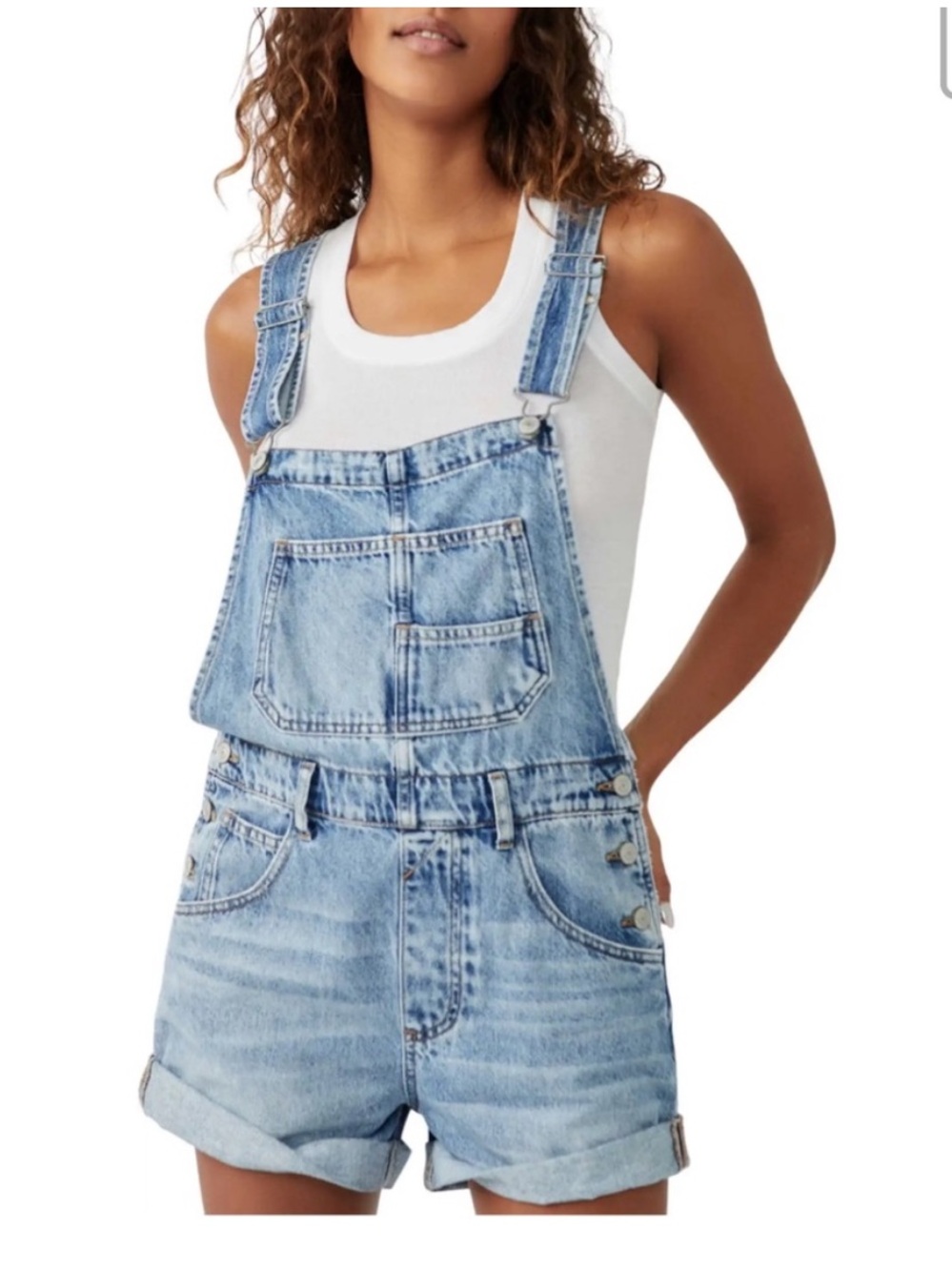 We The Free Ziggy Fray Shorts Overalls Shortalls Size Medium